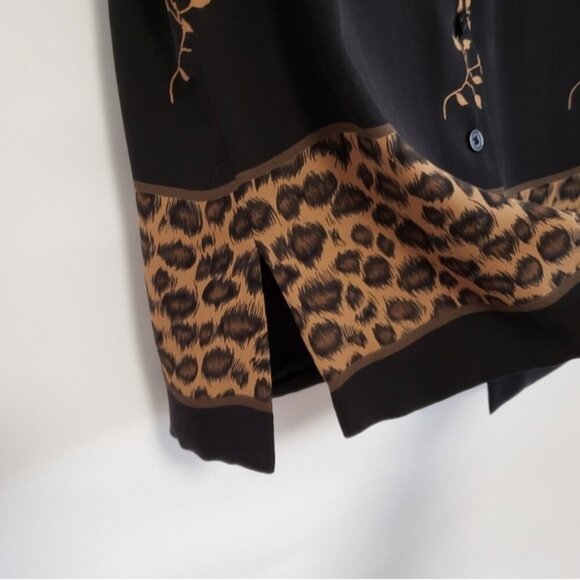 Vintage Silk Sleeveless Button Back Blouse Top Leopard Print Size 10 Field Manor - Picture 7 of 12